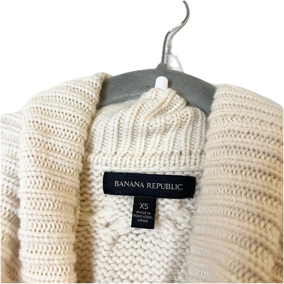 Banana Republic Merino-Cashmere Split-Sleeve Sweater Ivory Cowl Neck 773920 XS - Picture 7 of 9